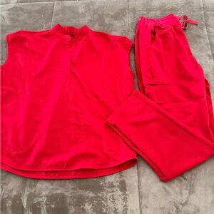 Figs Women's Scrub Set in Bright Red